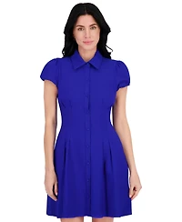 kensie Women's Collared Cap-Sleeve Fit & Flare Dress
