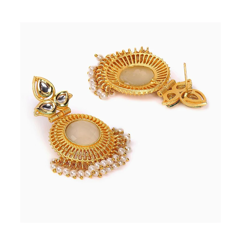 Sohi Women's Gold-Plated Stone Drop Earrings