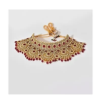 Sohi Women's Gold Plated Kundan Beaded Jewellery Set