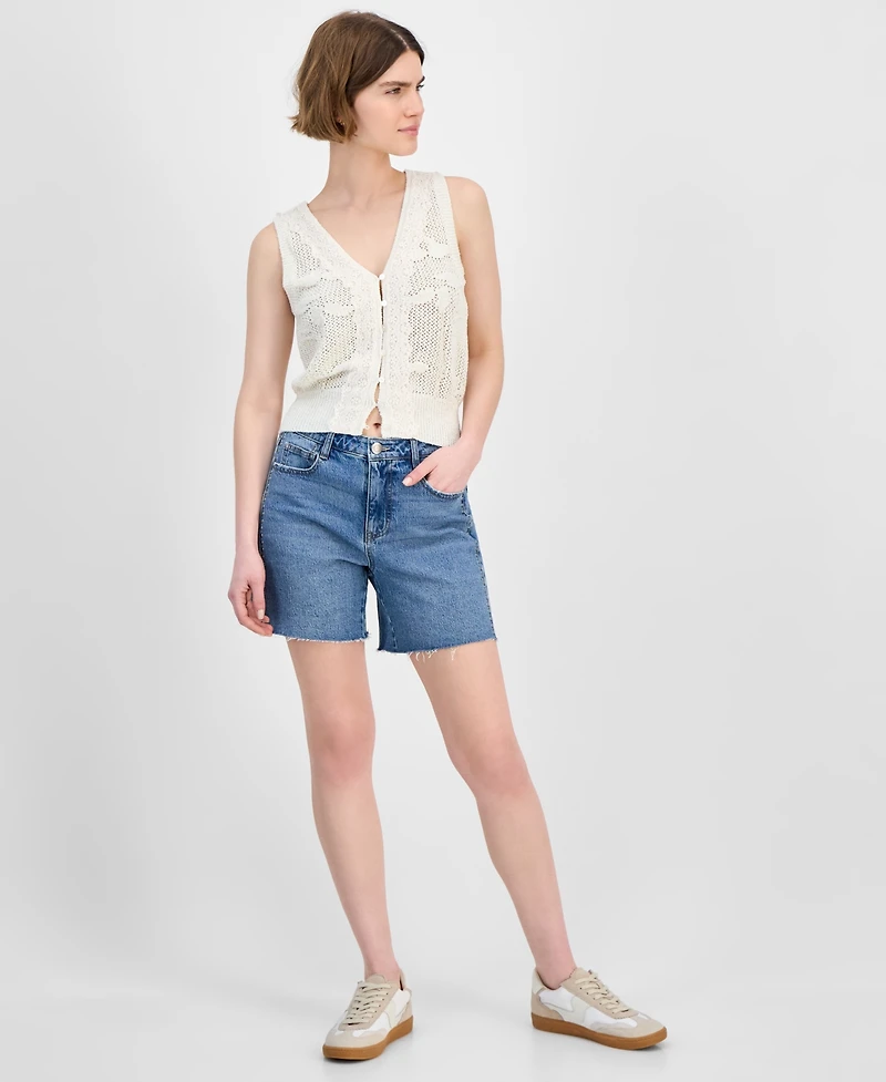 And Now This Women's Lace-Trim Button-Front Sweater Vest