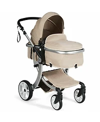 Costway Baby Folding Aluminum Bassinet Reversible Stroller