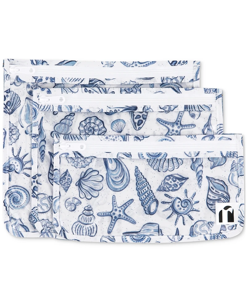 Bumkins Seashells Clear Travel Bags, 3 Pack