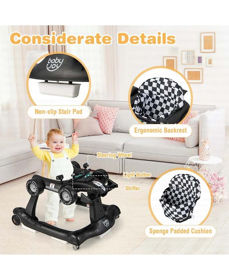 Costway Baby 4-in-1 Walker Foldable Activity Push Adjustable