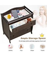 Costway Baby 3 Drawer Changing Table Diaper Station w/ Safety Belt