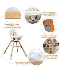Costway Toddler 3-in-1 Convertible Wooden High Chair Tray Adjustable Legs