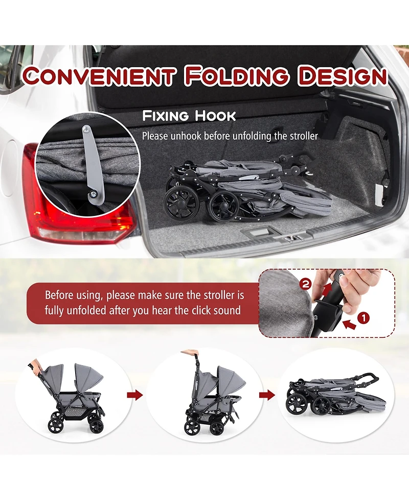 Costway Baby Twin Double Stroller Lightweight Travel Stroller Pushchair