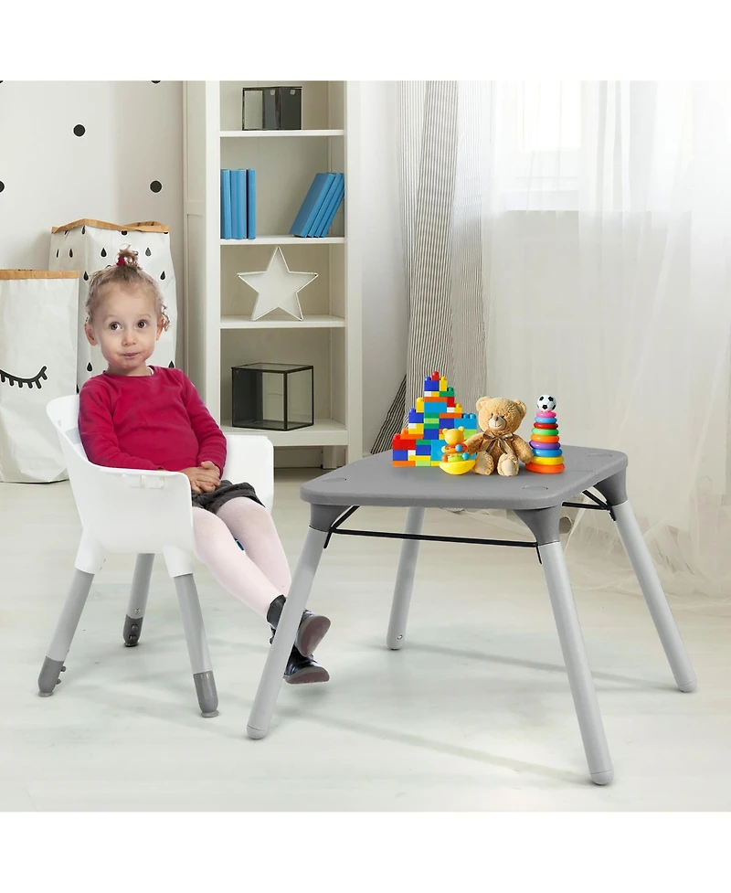 Costway Toddler 4 in 1 High Chair Convertible Table Chair Set with Pu Cushion