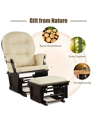 Costway Baby Nursery Relax Rocker Rocking Chair Glider & Ottoman Set w/Cushion