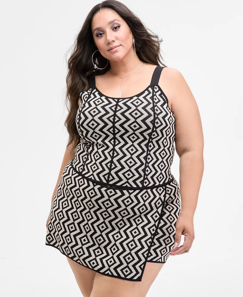 Nina Parker Trendy Plus Geo-Knit Tank