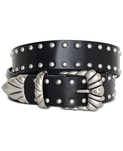 Good American Women's Wide Studded Faux-Leather Western Belt
