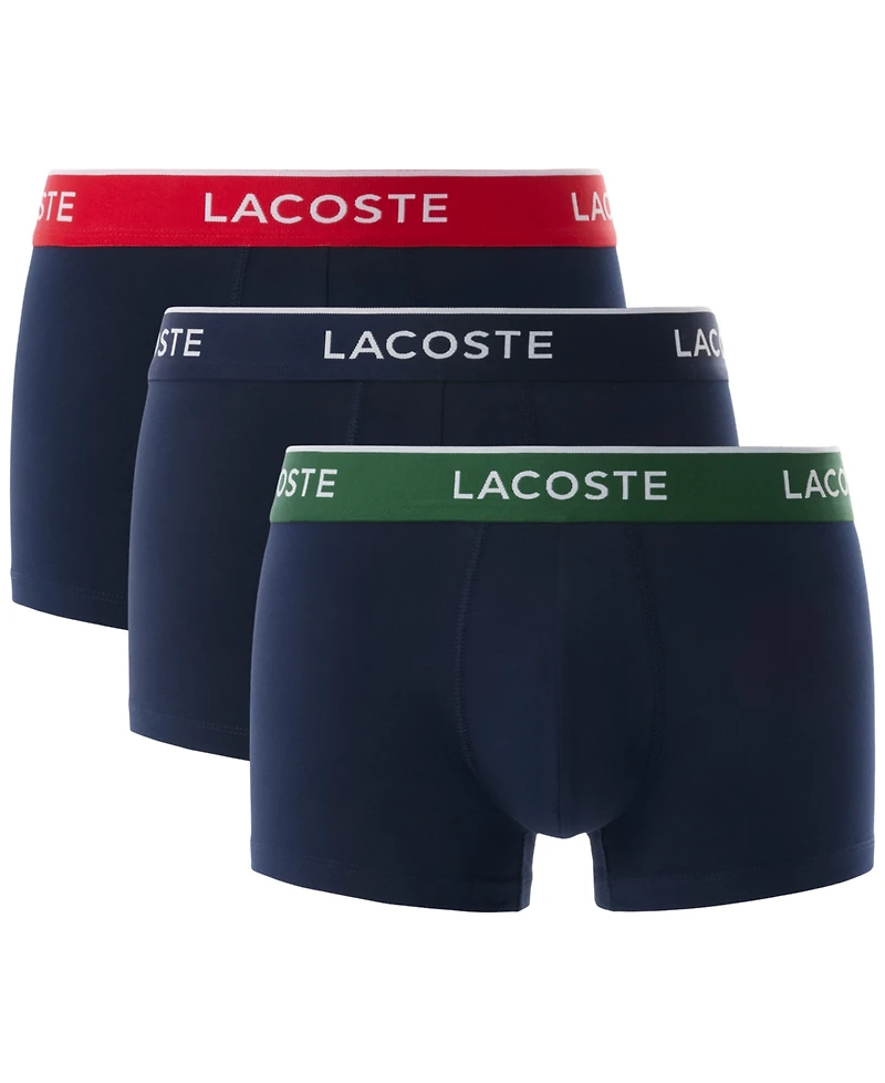 Lacoste Men's 3-Pack Regular-Fit Logo Waistband Trunk Underwear