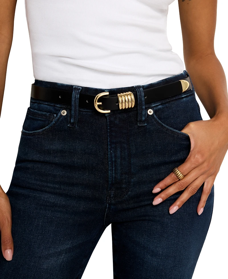 Good American Women's Faux-Leather Slim Five-Ring Belt