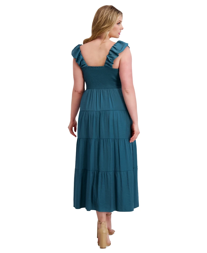 Siena Plus V-Neck Sleeveless Tiered Maxi Dress