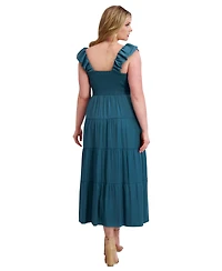 Siena Plus V-Neck Sleeveless Tiered Maxi Dress