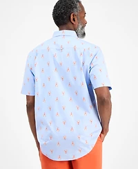 Club Room Men's Short Sleeve Lobster Print Button-Down Shirt, Exclusively at Macy's