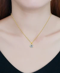 Giani Bernini Cubic Zirconia Solitaire Pendant Necklace 18k Gold-Plated Sterling Silver (also Silver), 16" + 2" extender, Exclusively a