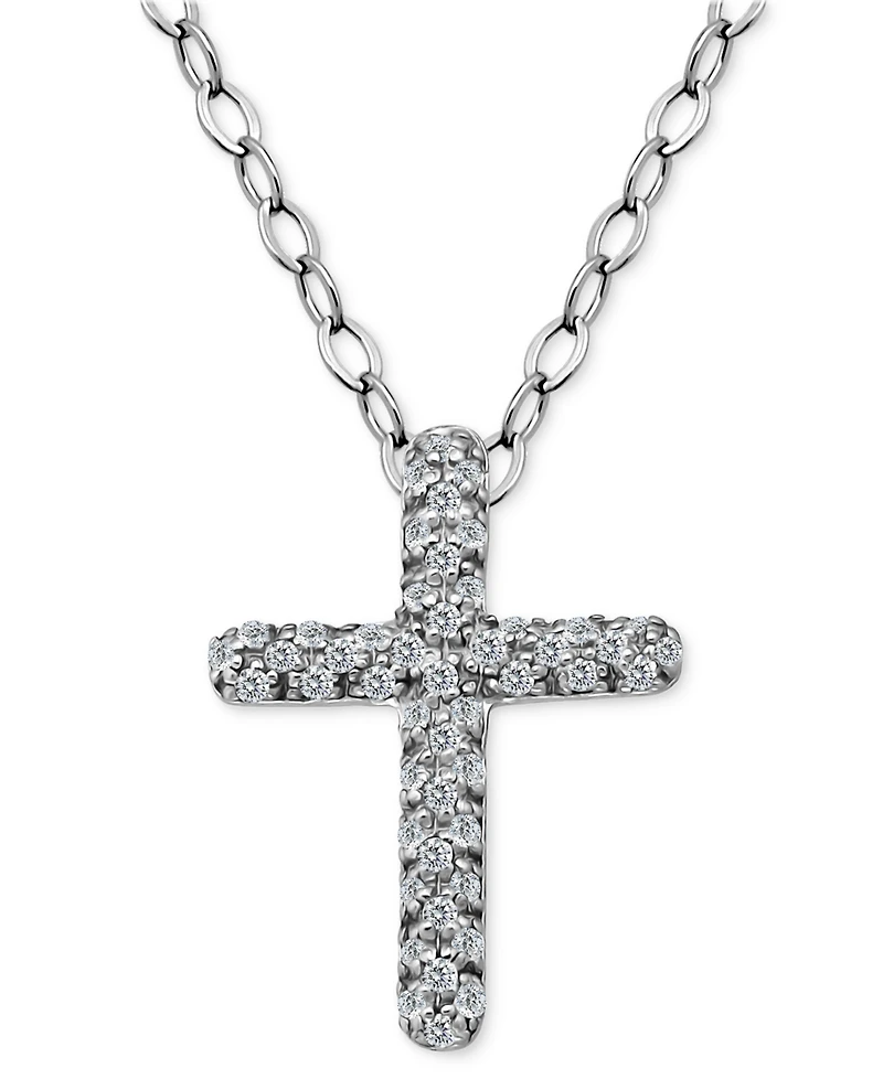 Giani Bernini Cubic Zirconia Cross Pendant Necklace, 16" + 2" extender, Exclusively at Macy's
