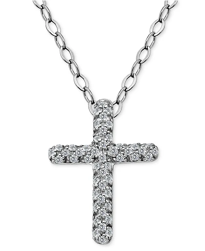Giani Bernini Cubic Zirconia Cross Pendant Necklace, 16" + 2" extender, Exclusively at Macy's