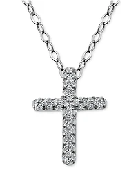 Giani Bernini Cubic Zirconia Cross Pendant Necklace, 16" + 2" extender, Exclusively at Macy's