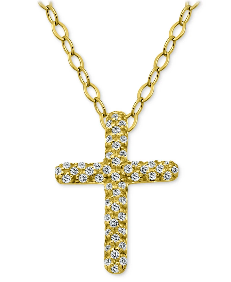 Giani Bernini Cubic Zirconia Cross Pendant Necklace, 16" + 2" extender, Exclusively at Macy's