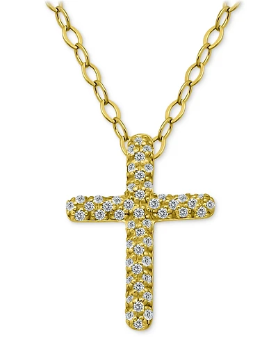 Giani Bernini Cubic Zirconia Cross Pendant Necklace, 16" + 2" extender, Exclusively at Macy's