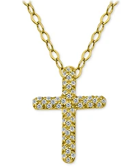 Giani Bernini Cubic Zirconia Cross Pendant Necklace, 16" + 2" extender, Exclusively at Macy's