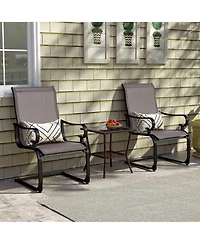 Set of 2 Patio Chairs C-Spring Motion Chairs with Quick-drying & Breathable Fabric