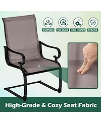 Set of 2 Patio Chairs C-Spring Motion Chairs with Quick-drying & Breathable Fabric