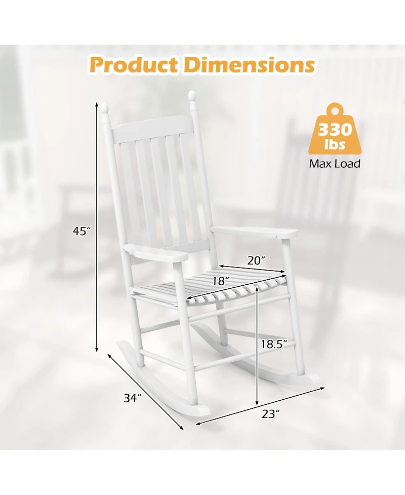 Weather-Resistant Acacia Rocking Chair – Outdoor High-Back Rocker with Ergonomic Design and Solid Base