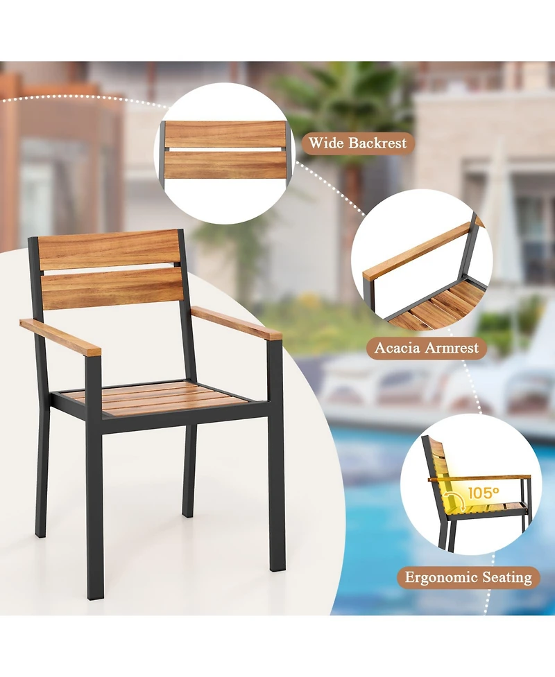 Gymax 7 Piece Patio Dining Set 69'' Rectangle Table w/ 6 Stackable Chairs