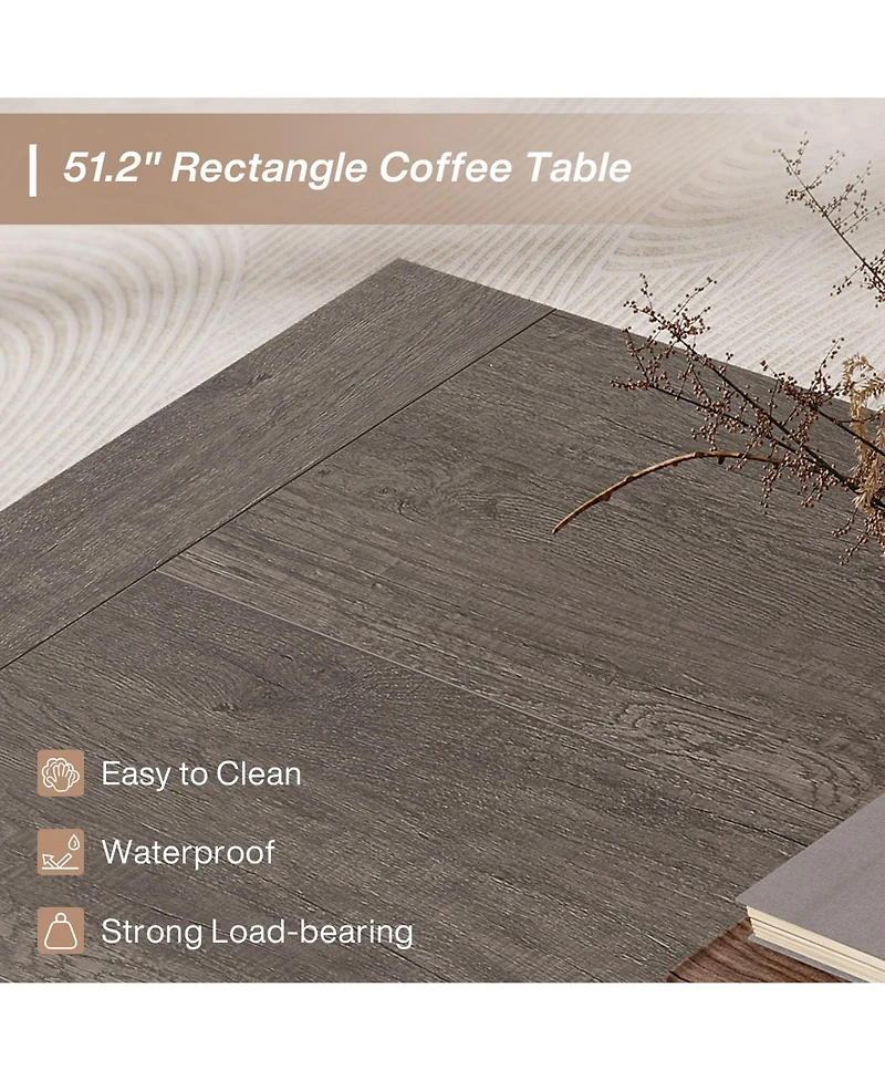 Tribesigns 51-Inch Rectangular Coffee Table for Living Room, Farmhouse Accent Center Cocktail Table with Thickened Wooden Base, Easy Assembly,Grey
