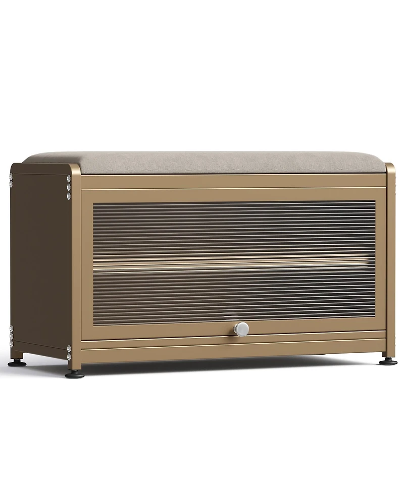 Shoe Bench with Storage,Shoe Rack for Entryway,Metal Seating, Organizer Cabinet, Metal Storage Hallway