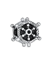 Bling Jewelry Set of 2 Nautical Boat Ship Wheel and Anchor Rope Charm Bead Sterling Silver
