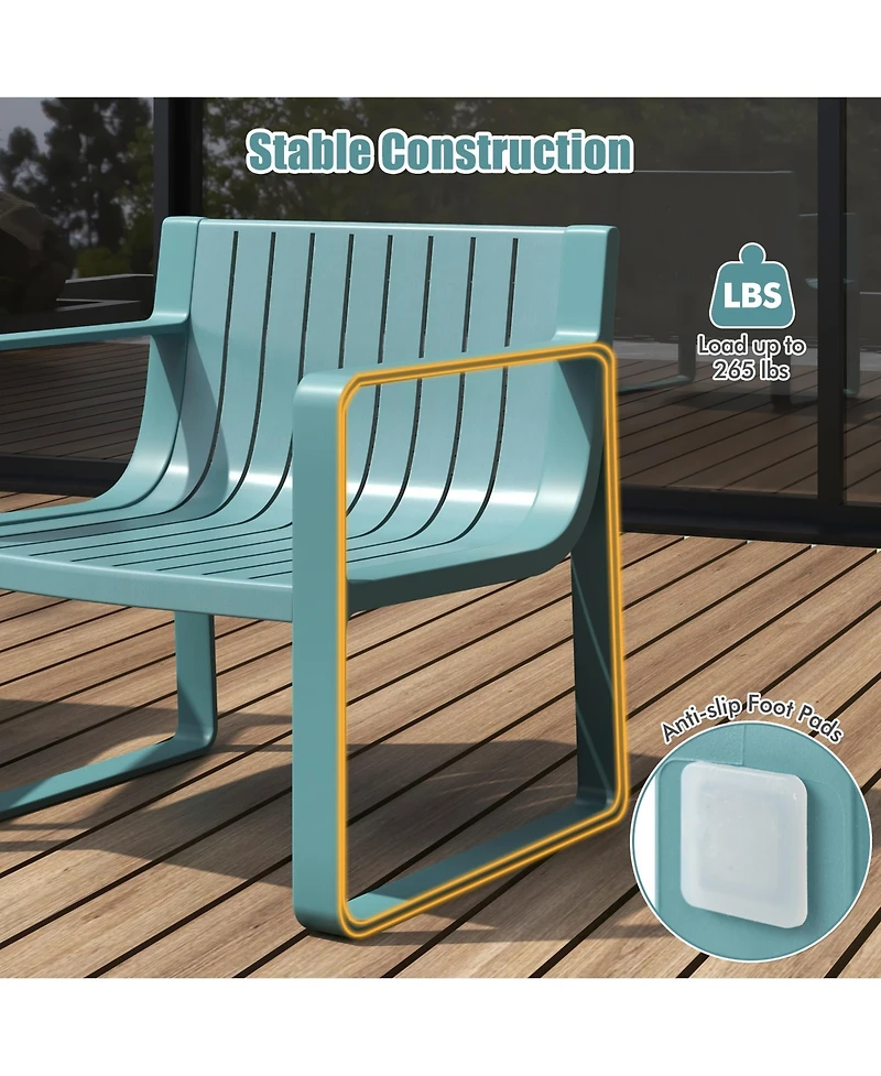 Patio Chairs Set of 4 Weather-resistant Plastic Outdoor Armchairs