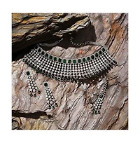 Sohi Women's Silver Plated Designer Jewellery Set