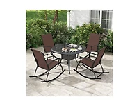 2 Pieces Outdoor Rocking Chairs with Breathable Backrest