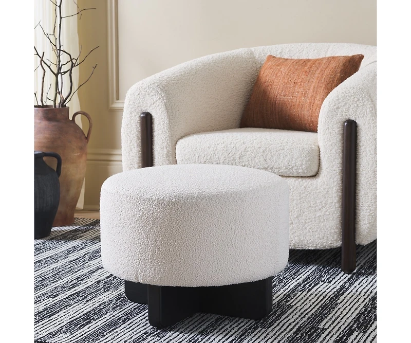 Riah Boucle Round Ottoman