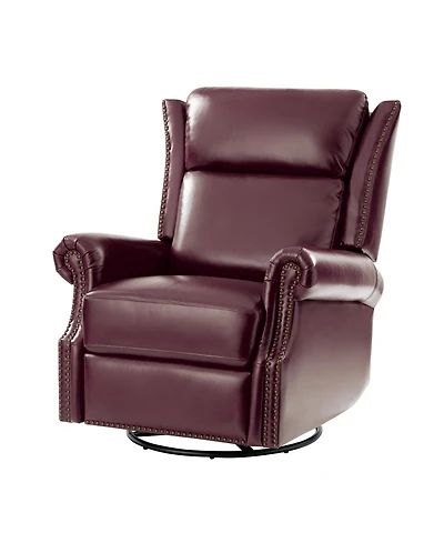 Paoletta Genuine Leather Manual Swivel Glider Recliner