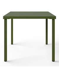 7-Piece Outdoor Metal Rectangle Patio Dining Table Set With Stackable Chairs