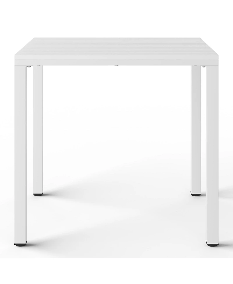 5-Piece Outdoor Metal Frame Dining Table Patio Set with Stackable Patio Dining Chairs