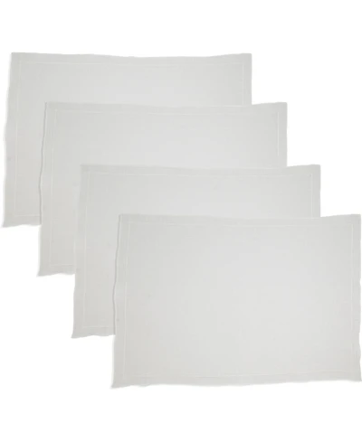 Saro Lifestyle Stonewashed Overlock Linen Edge Placemats, 14" x 20"