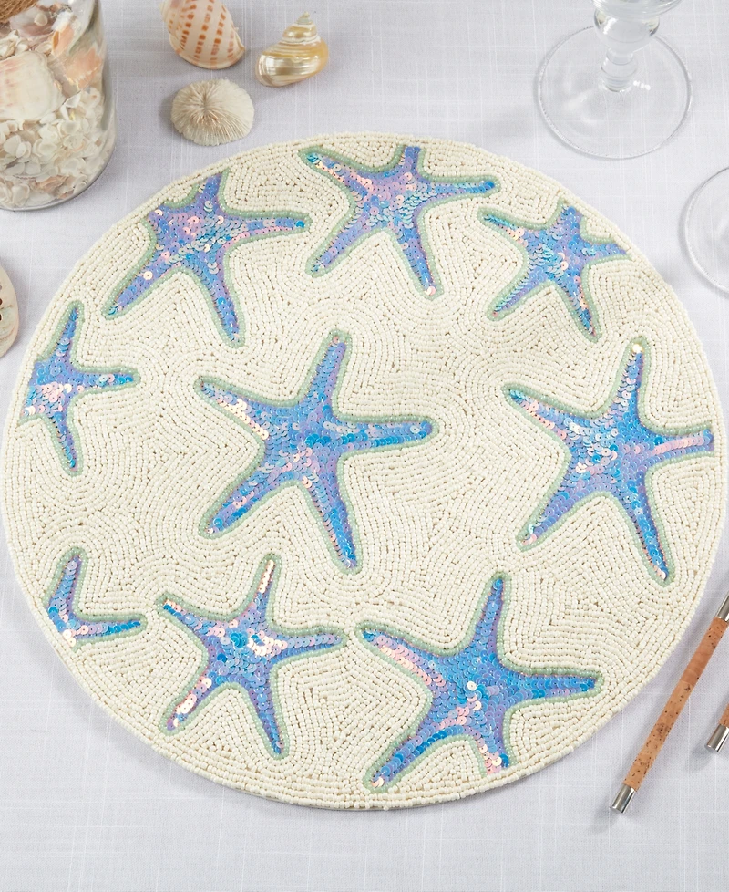 Saro Lifestyle Ocean Glow Starfish Beaded Placemats, 15" Round