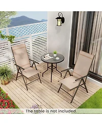 1 Piece Patio Folding Dining Chairs with 7-Level Adjustable High Backrest