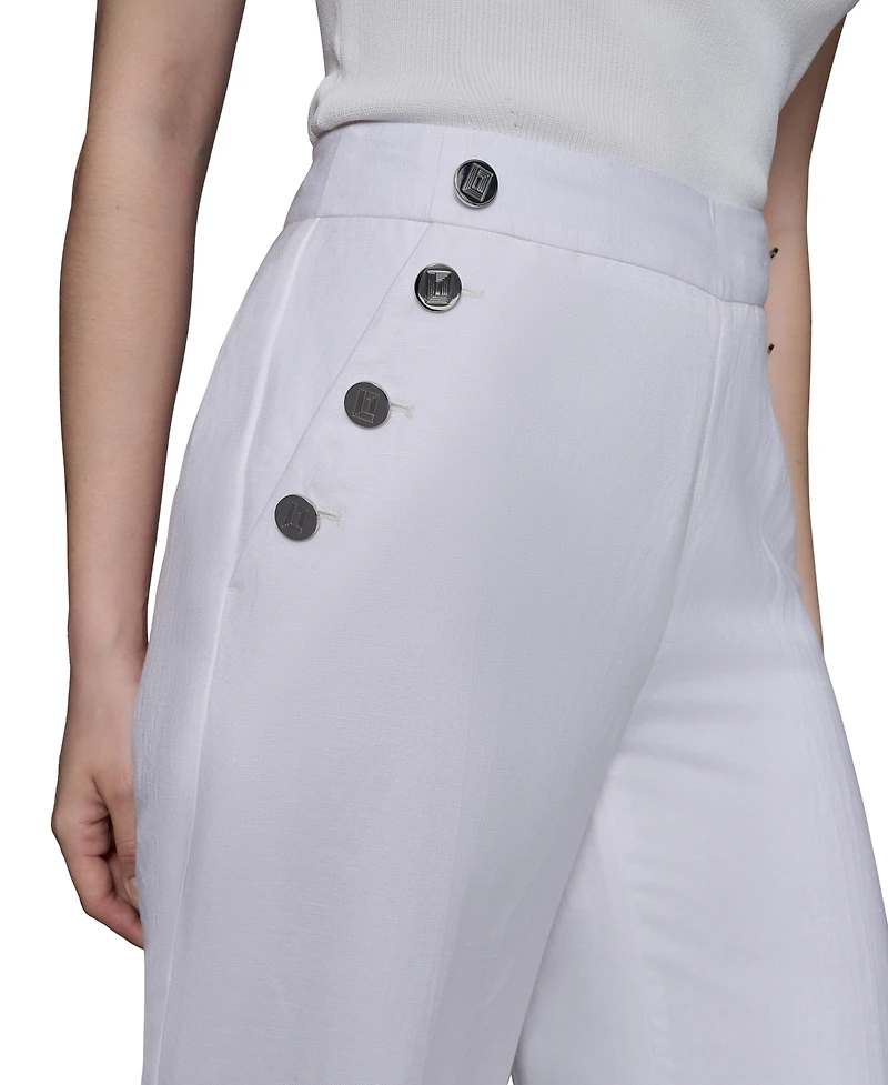 Karl Lagerfeld Paris Petite Button-Trim-Pocket Pants