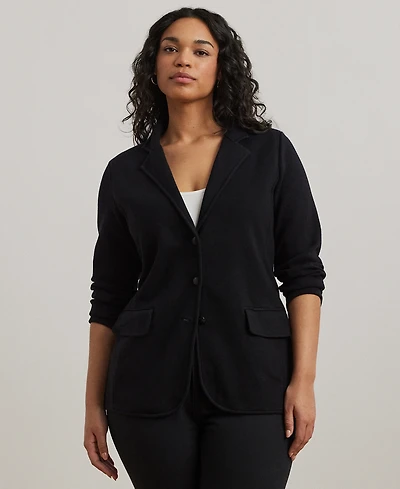 Lauren Ralph Women's Plus Combed Cotton Single-Breasted Blazer