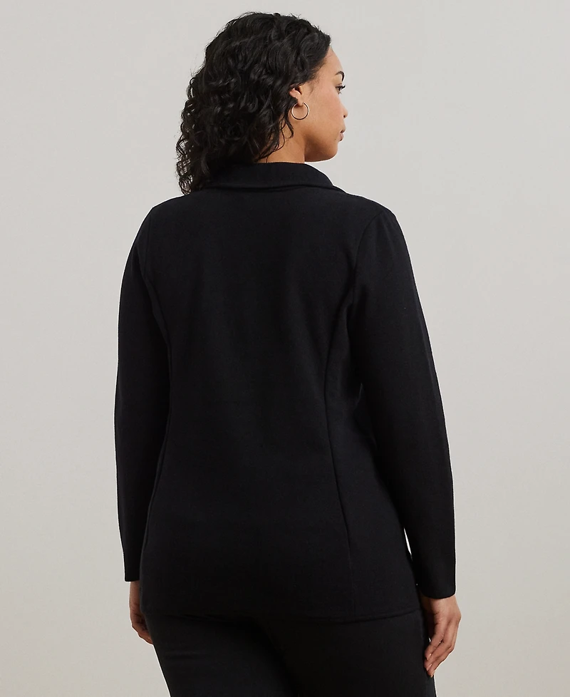 Lauren Ralph Women's Plus Combed Cotton Single-Breasted Blazer