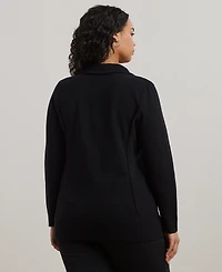 Lauren Ralph Women's Plus Combed Cotton Single-Breasted Blazer