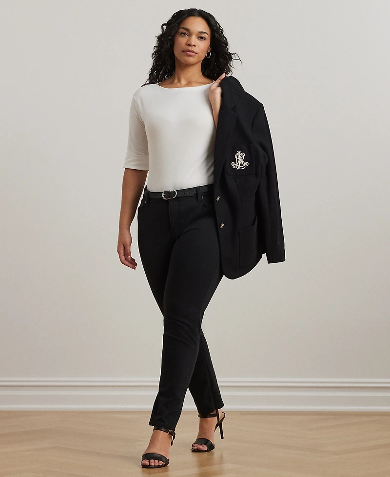 Lauren Ralph Plus Cotton-Blend Boatneck Top