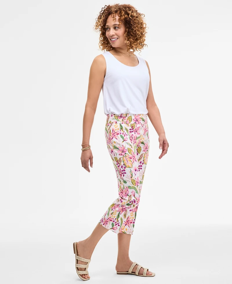 Jm Collection Women's Printed Pull On Rivet Capri Pants, Exclusively at Macy's