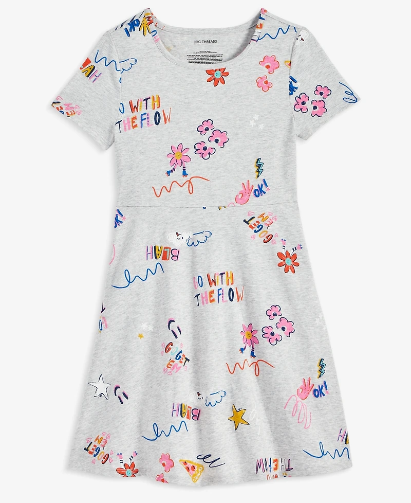 Epic Threads Little & Big Girls Doodle-Print Skater Dress, Macy's Exclusive